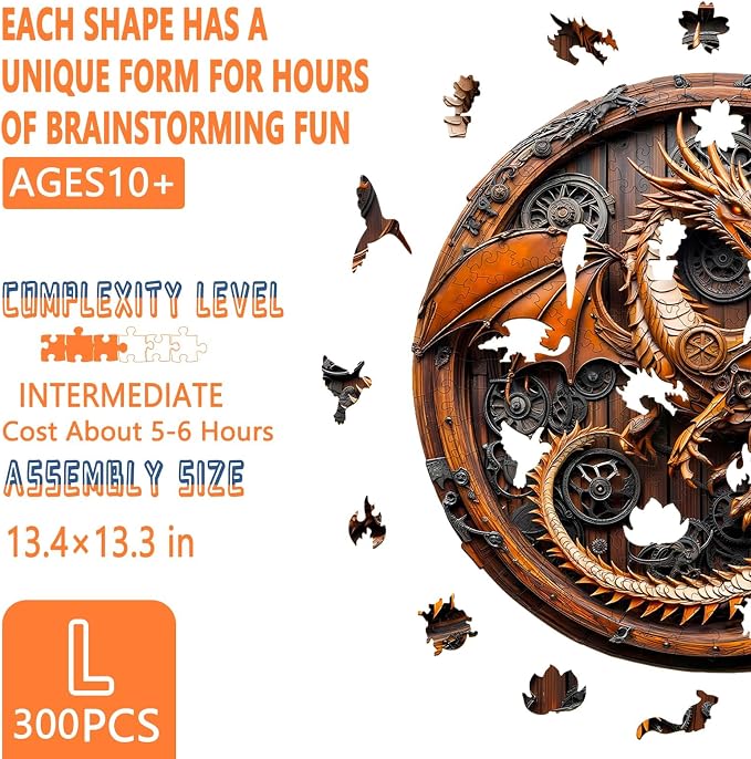 Wooden Puzzles for Adults, Mechanical Dragon Wooden Jigsaw Puzzles for Adults - Image 3
