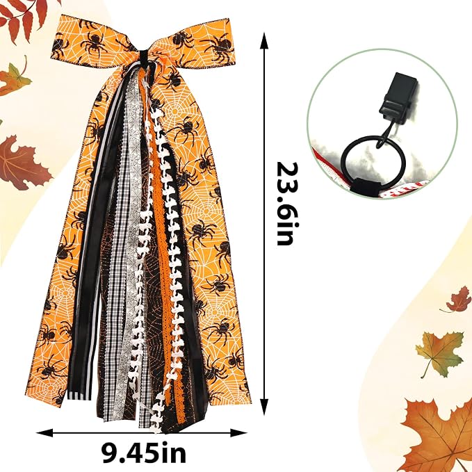 Large Halloween Ribbon Bow for Wreath - Image 2