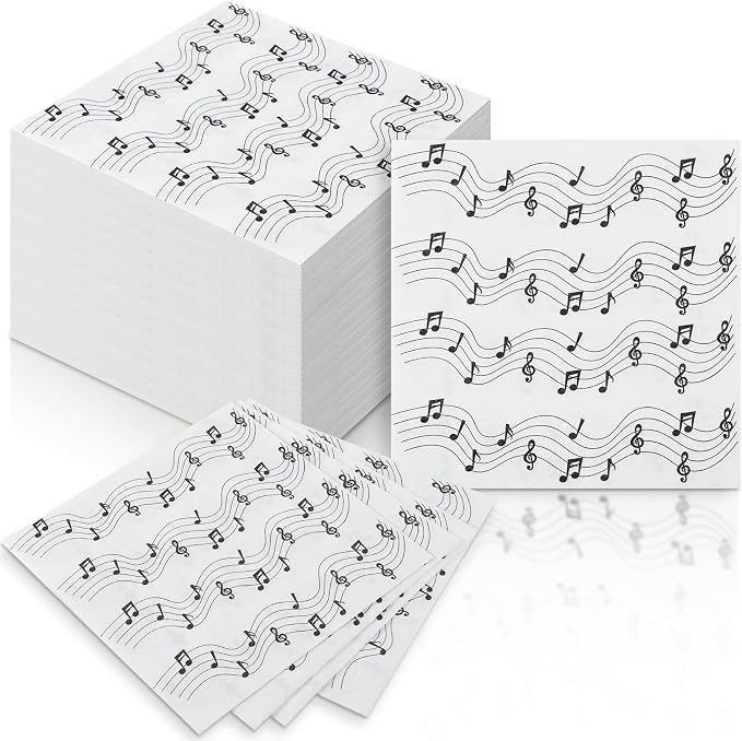 60 Pcs Music Note Cocktail Paper Napkins 6.5 x 6.5 Inches Disposable Paper by Feifeiya