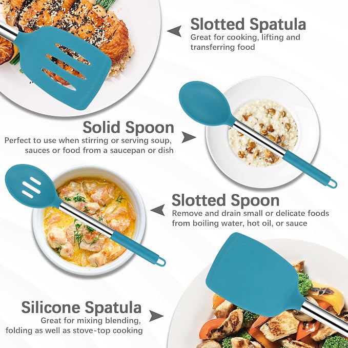 Silicone Spatula Spoon Set, BPA Free Kitchen Turners - Image 3