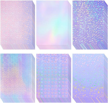 Clabby 36 Sheets Holographic Sticker Paper A4 Vinyl Sticker Paper Self Adhesive by Clabby