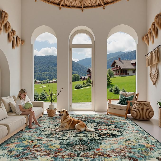 Lahome Area Rugs 9x12 Living Room Boho Washable Rugs 9x12, Large Boho Rugs - Image 8