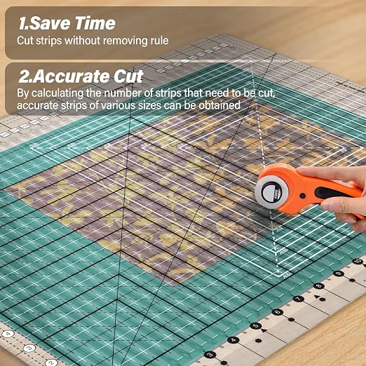 Quilting Ruler, 17-3/4in x 22in, Slotted Patchwork Ruler & Template, Non-Slip - Image 2