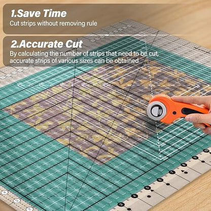 Quilting Ruler, 17-3/4in x 22in, Slotted Patchwork Ruler & Template, Non-Slip - Image 2