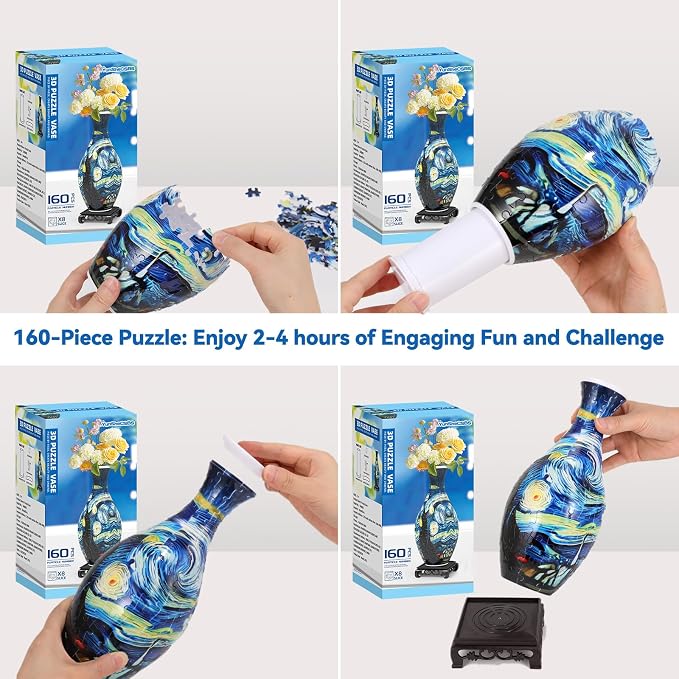 3D Puzzles Vase for Adults, Crafts for Adults, 160 Pieces Plastic DIY Unique - Image 4