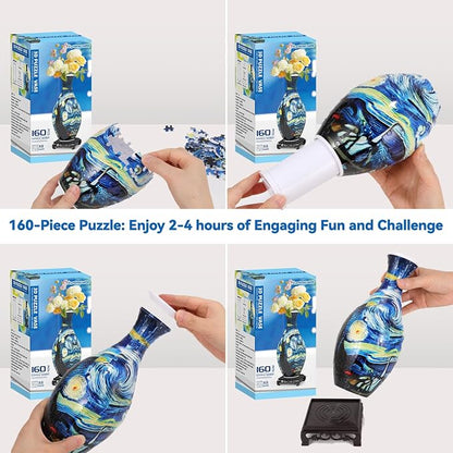 3D Puzzles Vase for Adults, Crafts for Adults, 160 Pieces Plastic DIY Unique - Image 4