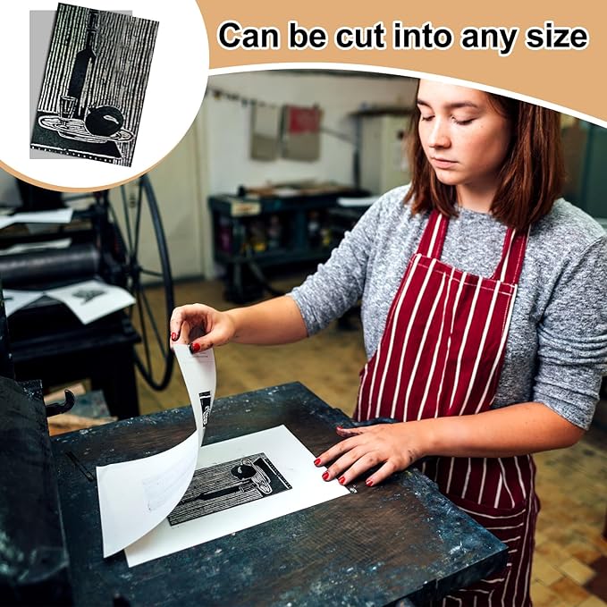 Yeaqee 4 Pcs 8 x 10 Inch Linoleum Block Rubber Carving Block Soft Linocut - Image 5