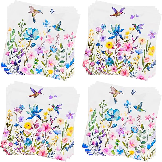 Cocktail Napkins 80 Pack 2 Ply Floral Beverage Luncheon Dinner Paper Napkins by Jagrove
