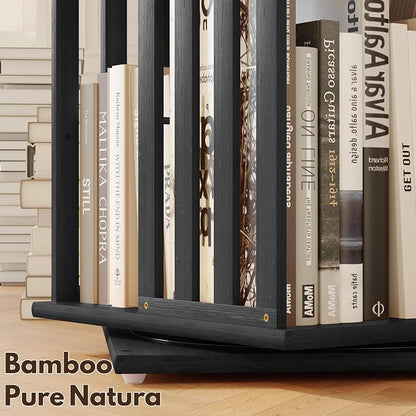 YOWOS Rotating Bookshelf Tower, 360 Display Spinning Bookcase, Bamboo Bookshelf - Image 7