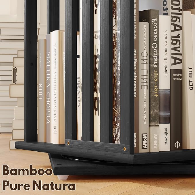 YOWOS Rotating Bookshelf Tower, 360 Display Spinning Bookcase, Bamboo Bookshelf - Image 7