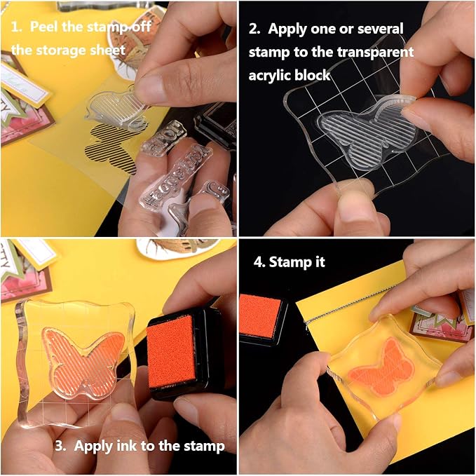 Whaline Large Acrylic Stamp Block Clear Stamping Tools Set - Image 3