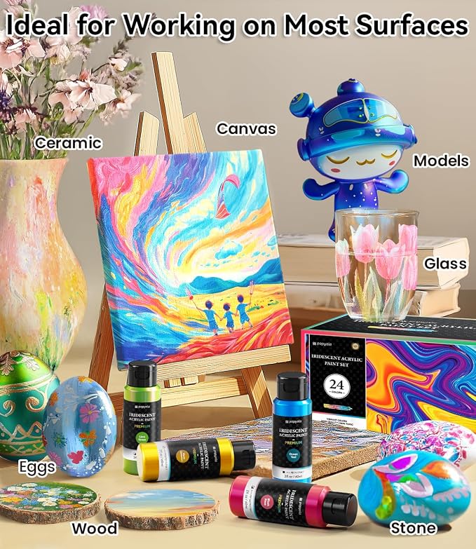 40 PCS Iridescent Acrylic Paint Set - Image 5