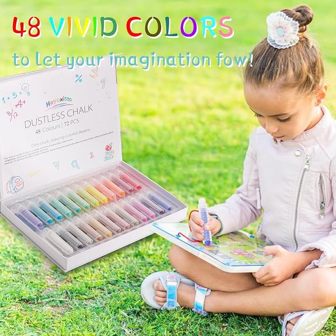 72Pcs Colored Dustless Washable Drawing Chalk Artists Set - Image 8