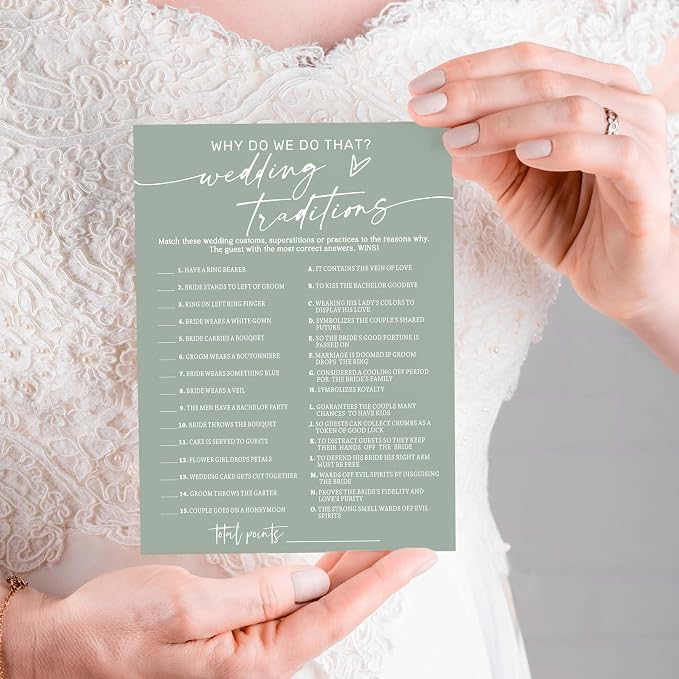 Bridal Shower Games Cards, Wedding Traditions Why Do We Do That, 25 Game Cards - Image 5