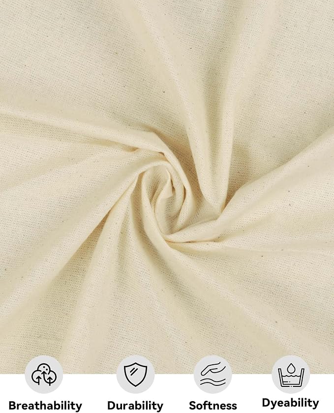 HOTGODEN Light Weight 100% Cotton Muslin Fabric: 63 inch x 2, 10 Yards - Image 2