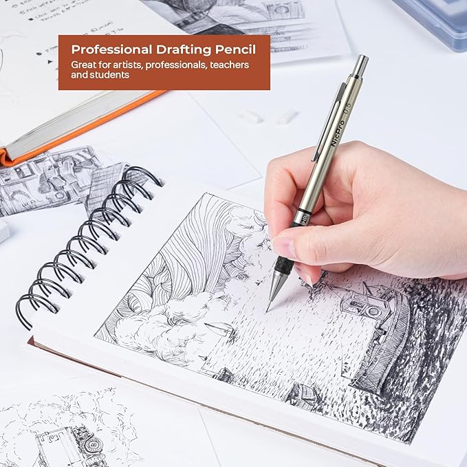 Nicpro 0.5 mm Art Mechanical Pencils Set in Gift Case, Artist Writing - Image 5