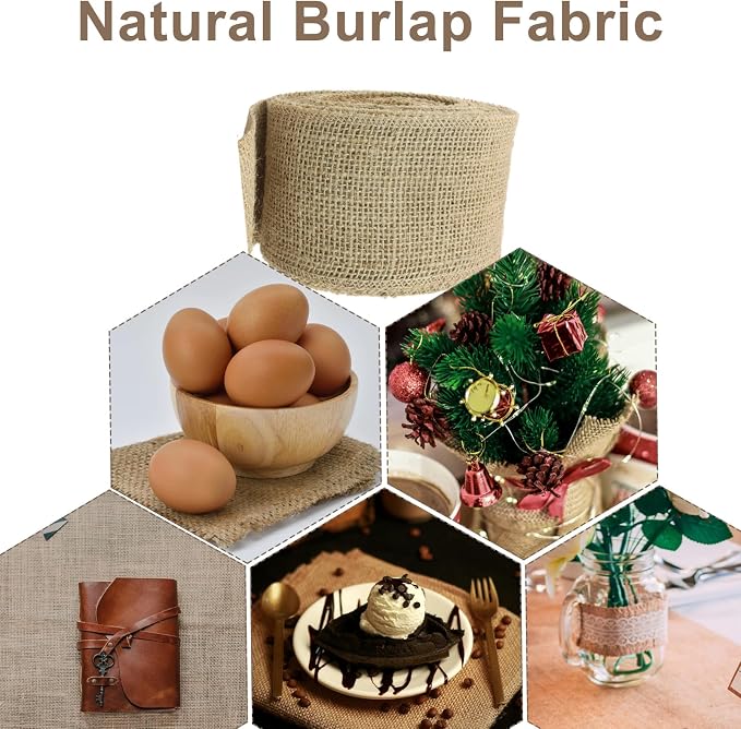 3" Wide Natural Burlap Fabric Roll - Image 7