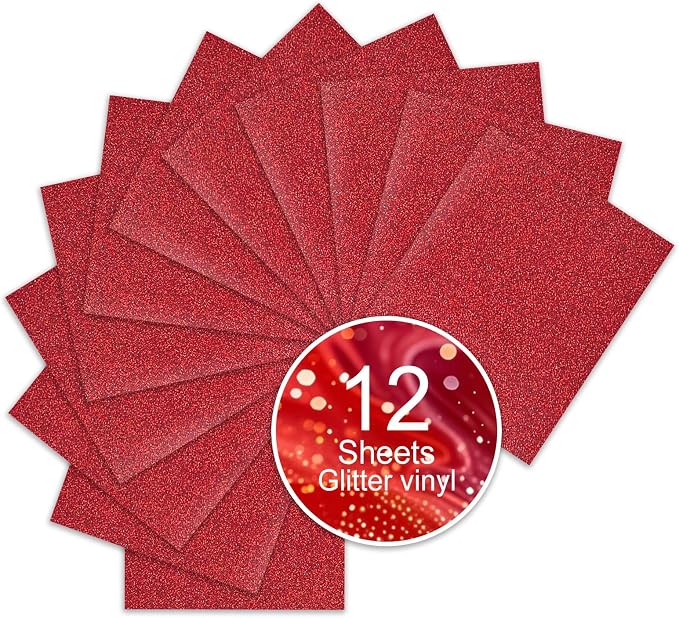 Red Glitter Heat Transfer Vinyl, Washable Glitter HTV, Compatible by Unknown
