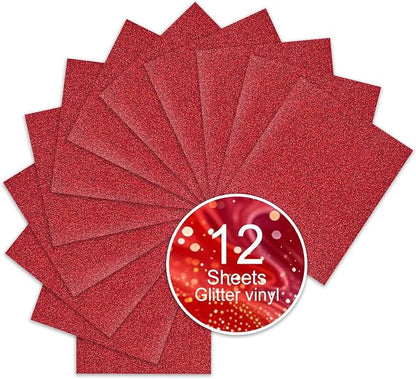 Red Glitter Heat Transfer Vinyl, Washable Glitter HTV, Compatible by Unknown