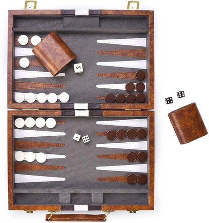 AMEROUS Backgammon Set, 11 Inches Classic Board Game withLeather Case, Folding - Image 3