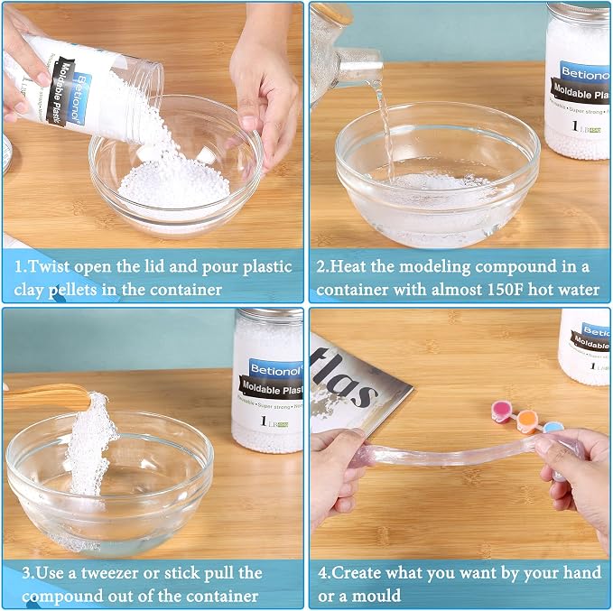 Betionol Moldable Plastic Clay, 1Lb/16oz White Modeling Clay Thermoplastic Beads - Image 5