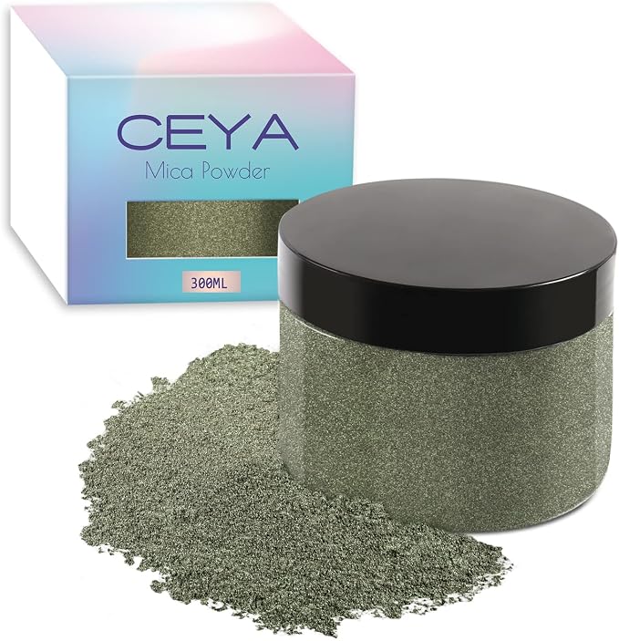 Ceya Mica Powder, 5.3oz/ 150g Olive Green Pearlescent Effect Colorant Pigment by CEYA