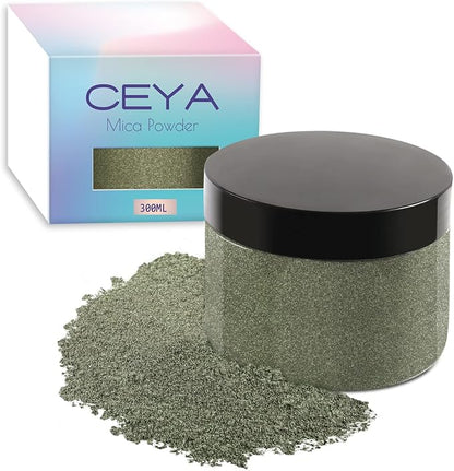Ceya Mica Powder, 5.3oz/ 150g Olive Green Pearlescent Effect Colorant Pigment by CEYA