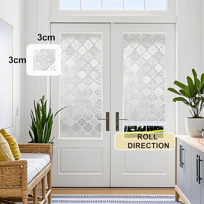 Window Privacy Film Decorative for Front Door, Bathroom Static Cling Stained - Image 8