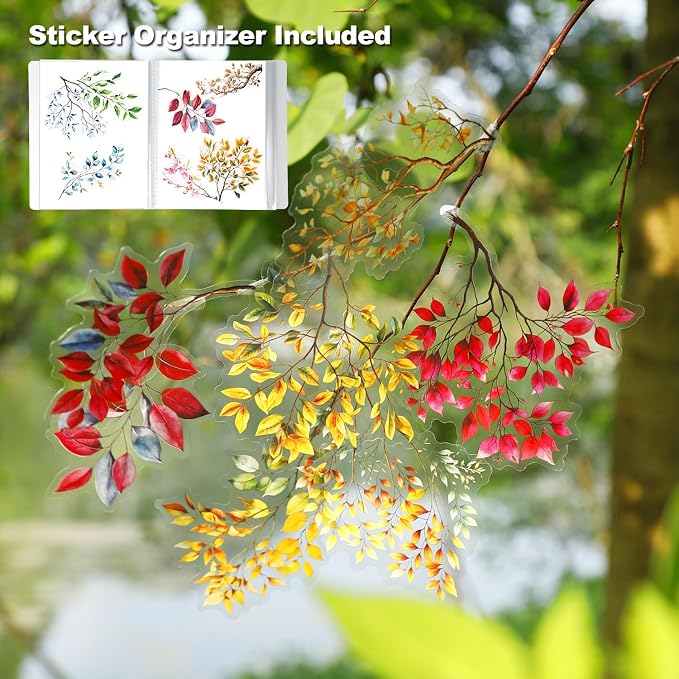 120Pcs Botanical PET Stickers, Branch and Leaf Designs - Image 3