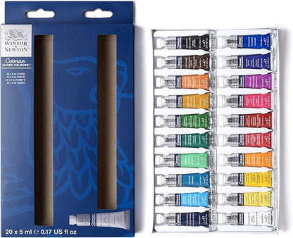 Winsor & Newton Cotman Watercolor Paint Set, 20 Colors, 5ml Tubes by WinsorNewton