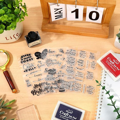 Whaline 4 Sheets Sentiment Words Clear Stamps Greeting Words Happy Birthday - Image 7