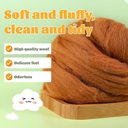 3.53oz Wool Roving Yarn, Wool Felting Supplies, Pure Wools, Chunky Yarn - Image 3