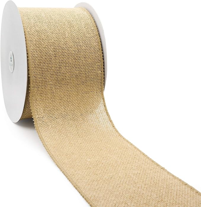 CT CRAFT LLC Burlap Fabric Wired Ribbon 4" x 20 Yards Natural Color - Image 6