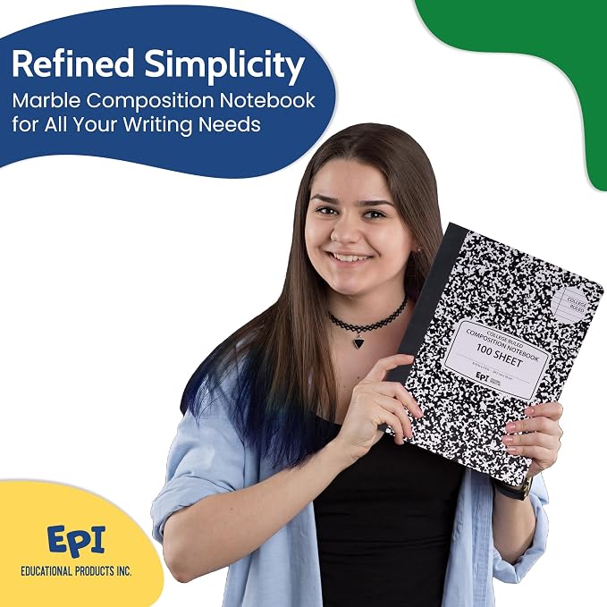 EPI Marble Hardcover College Ruled Composition Notebook | 200 Pages, 9.75 x 7.5 - Image 6