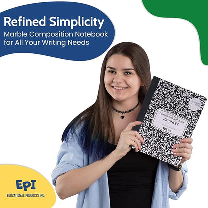 EPI Marble Hardcover College Ruled Composition Notebook | 200 Pages, 9.75 x 7.5 - Image 6
