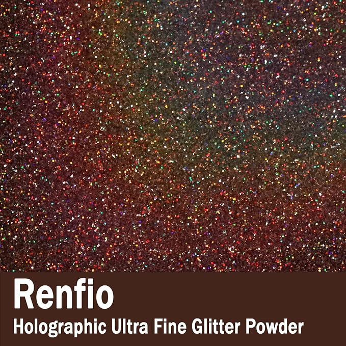 Renfio Holographic Ultra Fine Glitter Powder Metallic Resin Glitter 2.11 Oz PET - Image 2
