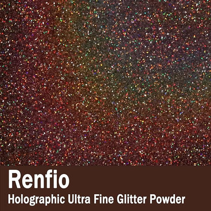 Renfio Holographic Ultra Fine Glitter Powder Metallic Resin Glitter 2.11 Oz PET - Image 2
