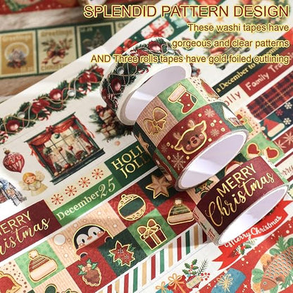 25 Rolls Christmas Gift Washi Tape Set, Festivals New Year Decorative Tapes - Image 5