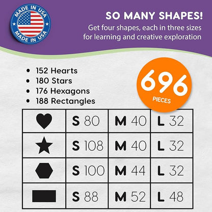 Basic Shapes 2: Hearts, Rectangles, 696 Pieces US Made Card Stock Punch Out - Image 4