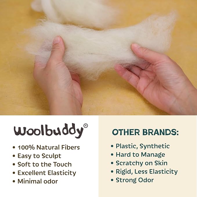 Woolbuddy Needle Felting Wool – 8oz Chunky Wool Roving in Brown, Felting Wool - Image 7