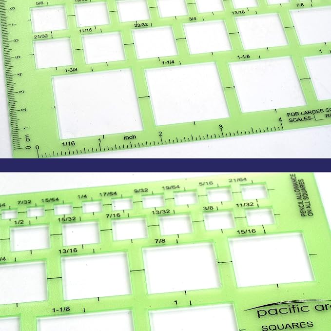 Pacific Arc Squares Template Guide, 39 Squares ranging from 1/16 inch to 1 and - Image 4