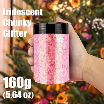 Iridescent Chunky Glitter 5.64oz/160g, Ultra Fine Glitter Powder Mixed Chunky - Image 3