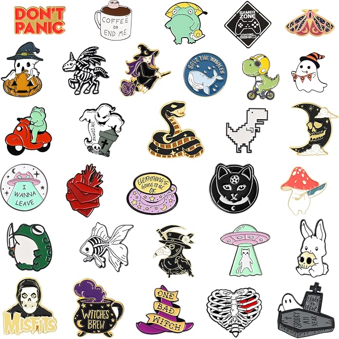 20/40/50 PCS Cute Enamel Backpack Pins, Funny Enamel Pins Bulk Set Cool Button - Image 3