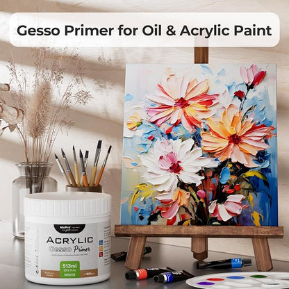 Nicpro White Gesso Primer for Acrylic Painting, Excellent Coverage, Gesso - Image 3