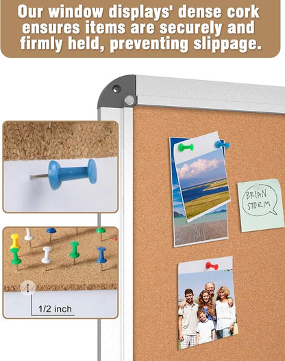 36"x24" Enclosed Bulletin Board, Lockable Weather-Resistant Aluminum Cork - Image 6