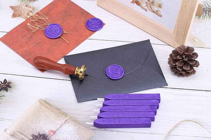 Yoption 5 Pieces Purple Sealing Wax Sticks, Antique Totem Fire Manuscript Wax - Image 4