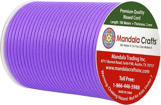 Mandala Crafts 2mm 109 Yards Lavender Cotton Waxed Cord - Image 2