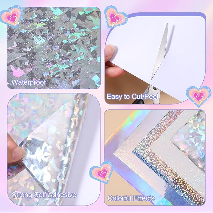 120 Sheets Holographic Sticker Paper, Vinyl Waterproof Laminating Sheets - Image 7