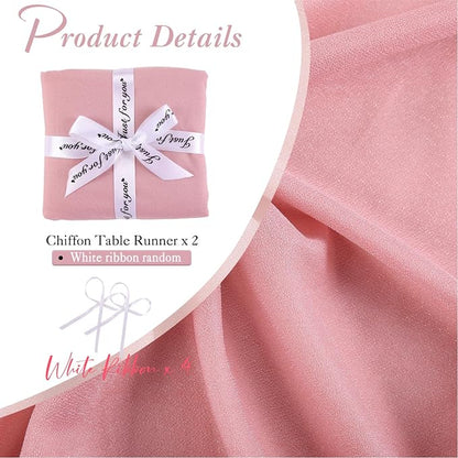 2 Packs 10ft Dusty Rose Chiffon Table Runner 30 x 120 Inches Sheer Romantic - Image 2