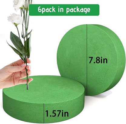 Max Shape 6Pcs Floral Foam Round Blocks, Large Wet and Dry Green Foam - Image 2